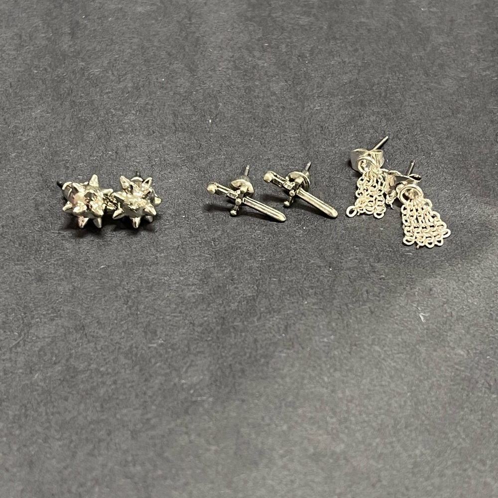 Silver Stud and Dangle Earrings Set